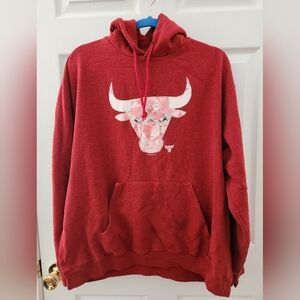 NBA Bulls Red Hoodie with Logo Tag, sz L